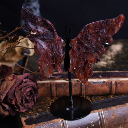 Achat-Schmetterlinge auf Metallständer | 13,5 × 12,5 cm