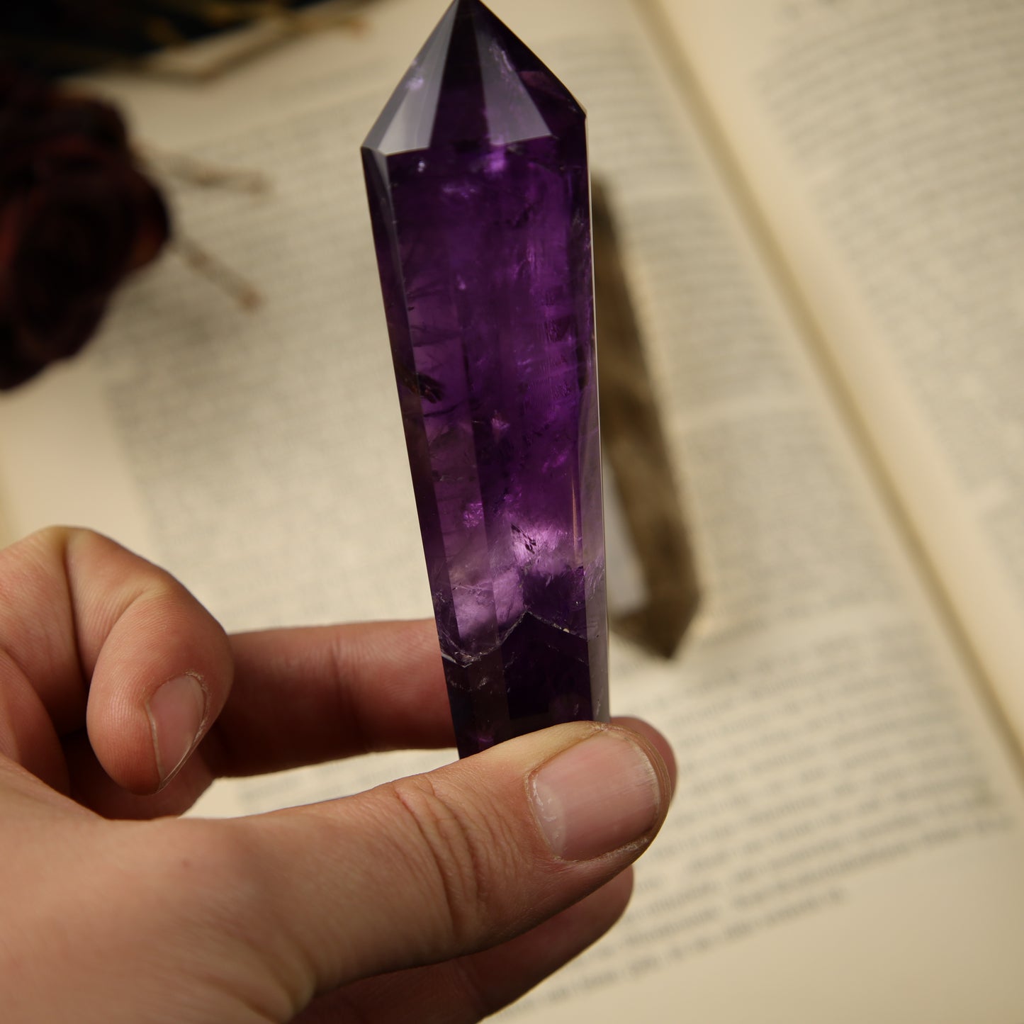 Amethyst oder Rauchquartz Vogelkristall Schliff