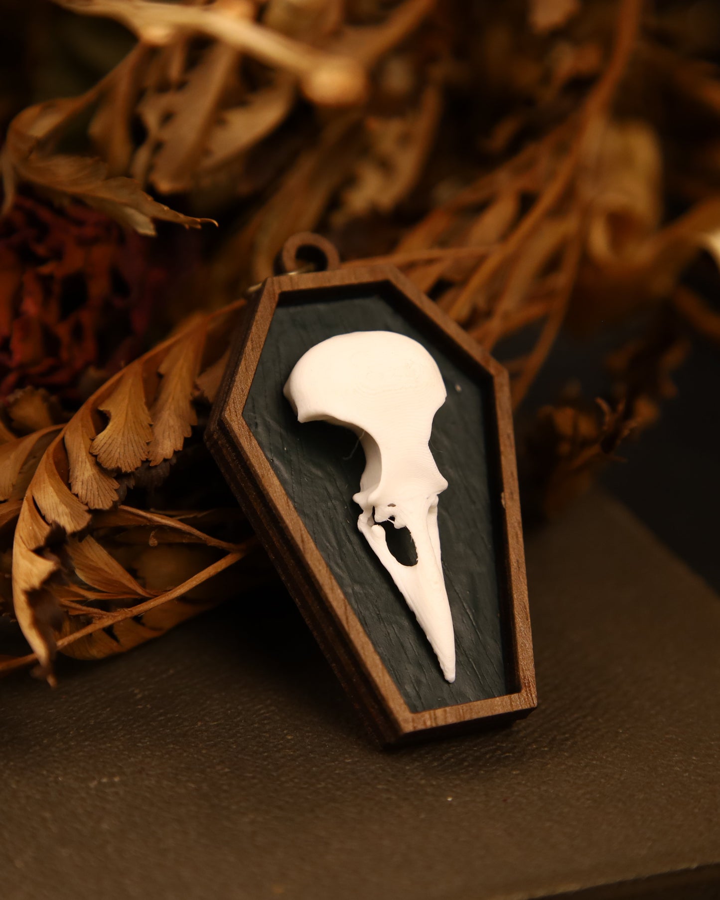 Raven skull pendant | Vegan taxidermy