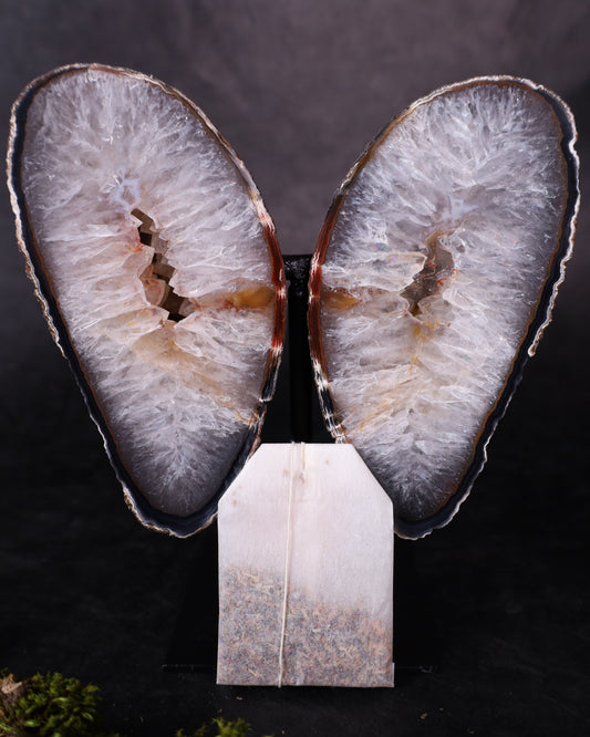 Achatgeode aus Brasilien auf Metallständer