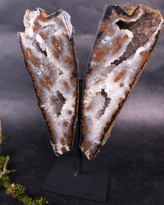 Achatgeoden Paar auf Metallständer