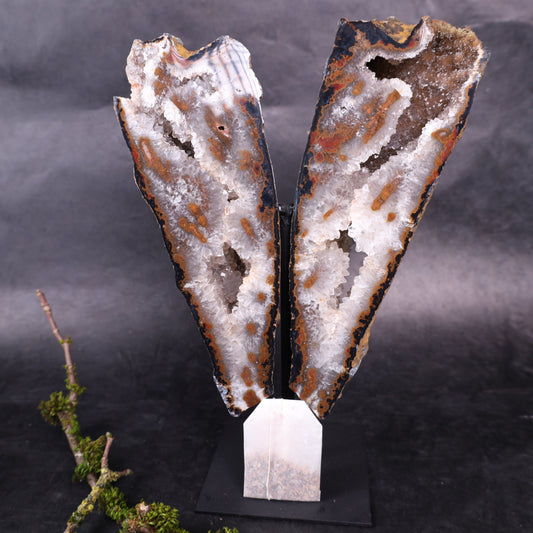 Achatgeoden Paar auf Metallständer