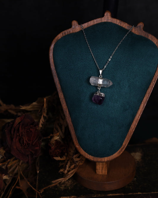 Bergkristall und Amethyst Anhänger mit Silberfassung