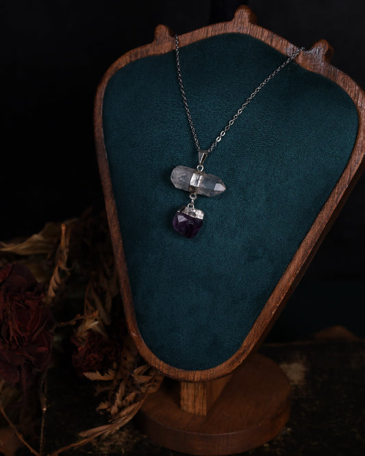 Bergkristall und Amethyst Anhänger mit Silberfassung