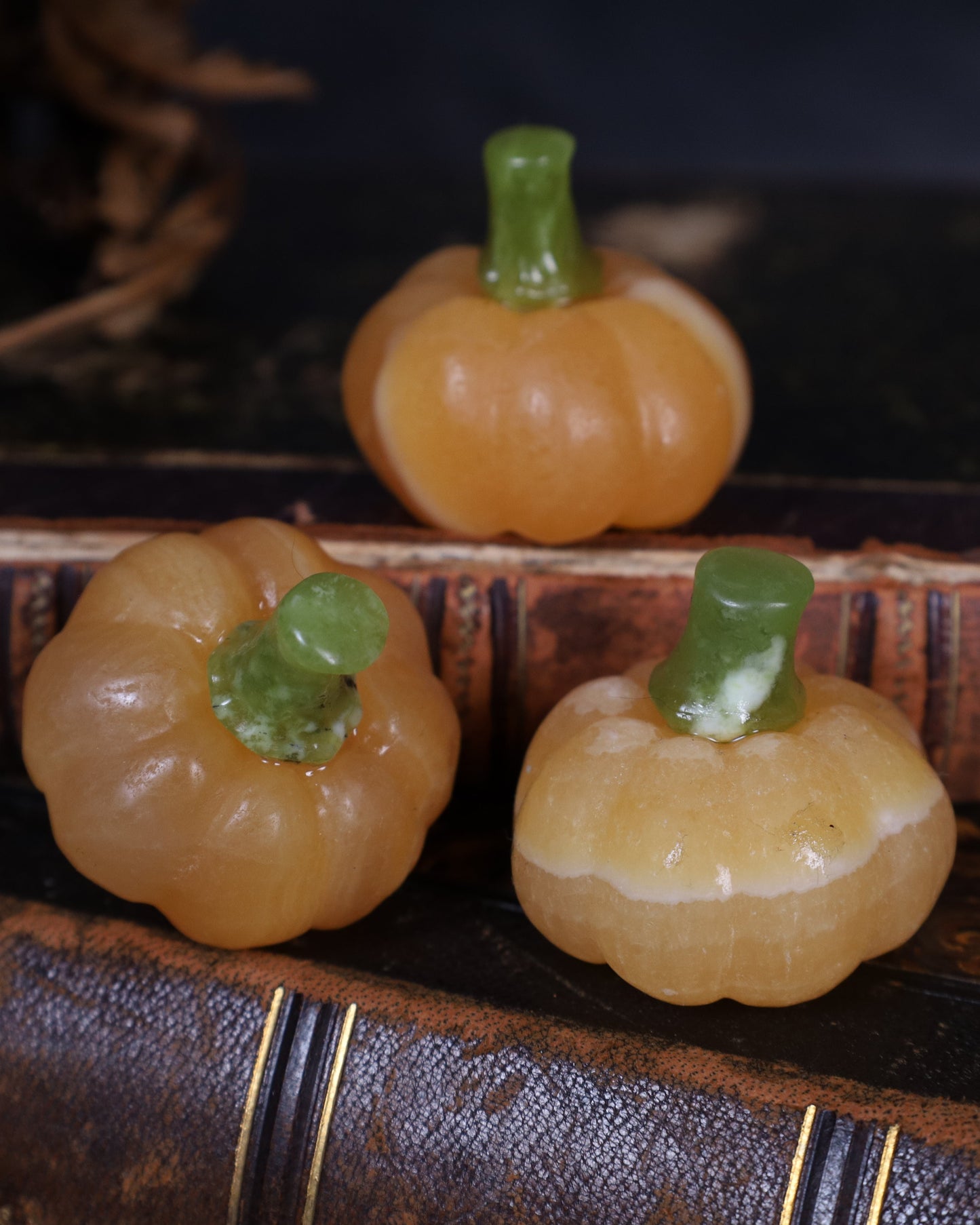 Orange Calcite Pumpkin | Handmade – approx. 4 cm