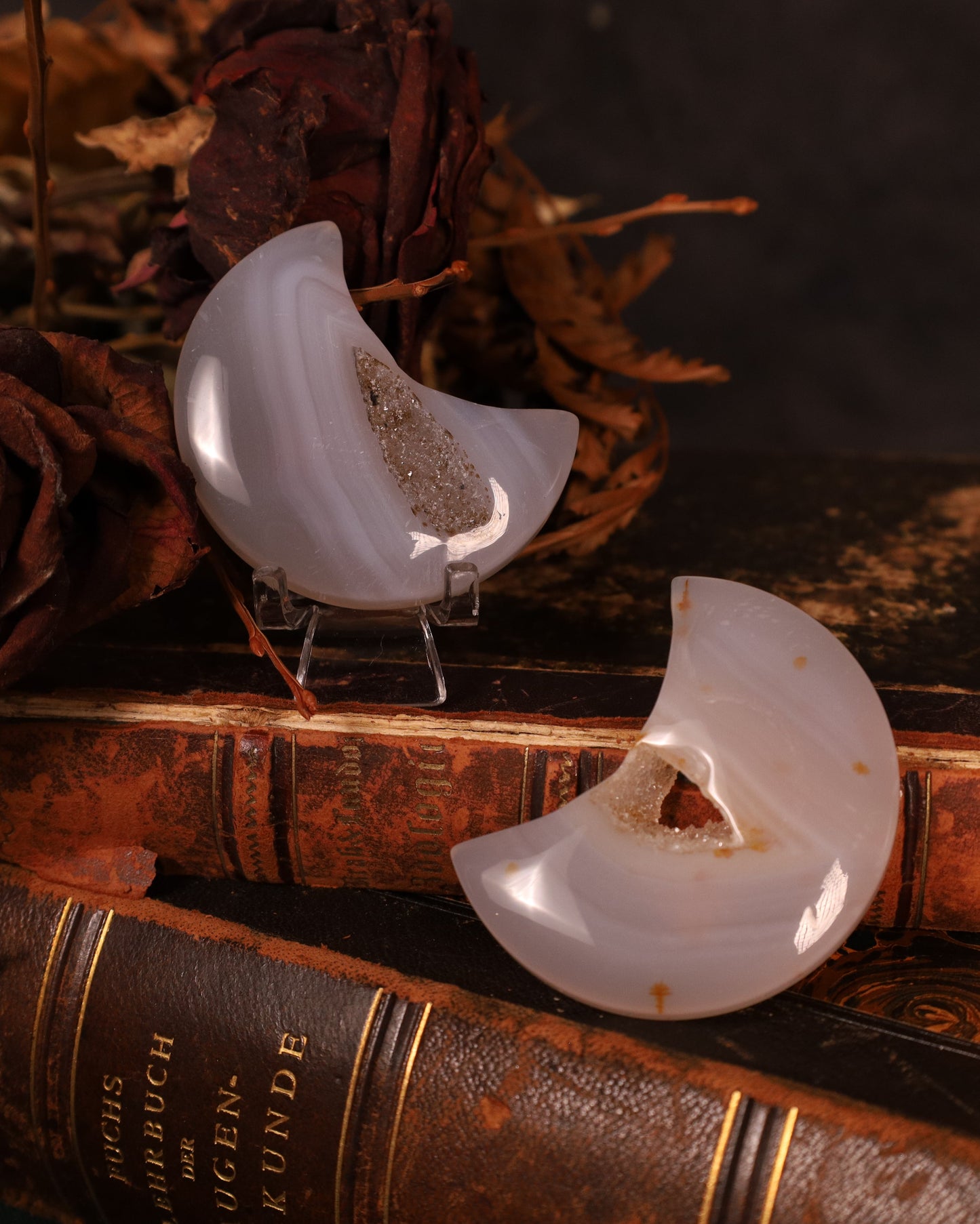 Achat Mond mit Druse | Handgeschliffen & Poliert – ca. 6 cm