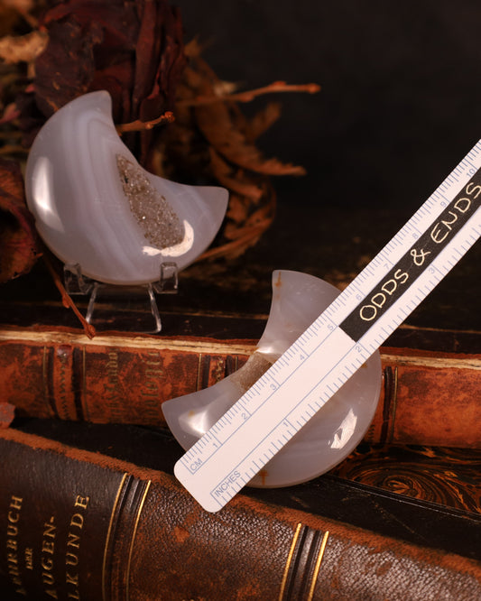 Achat Mond mit Druse | Handgeschliffen & Poliert – ca. 6 cm