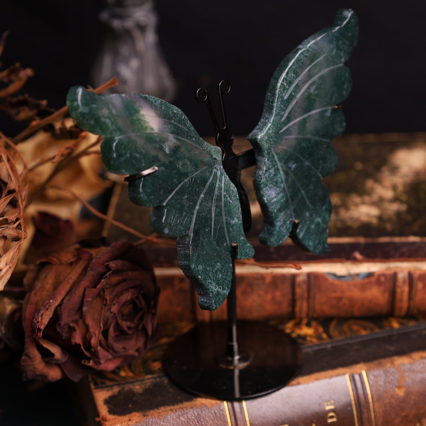 Achat-Schmetterlinge auf Metallständer | 13,5 × 12,5 cm
