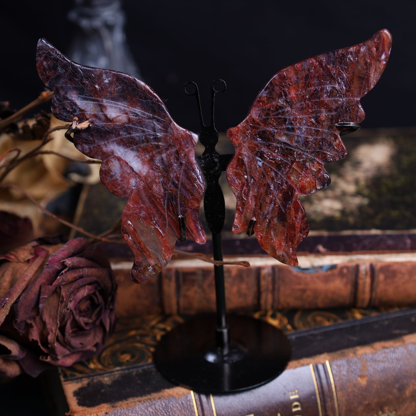 Achat-Schmetterlinge auf Metallständer | 13,5 × 12,5 cm