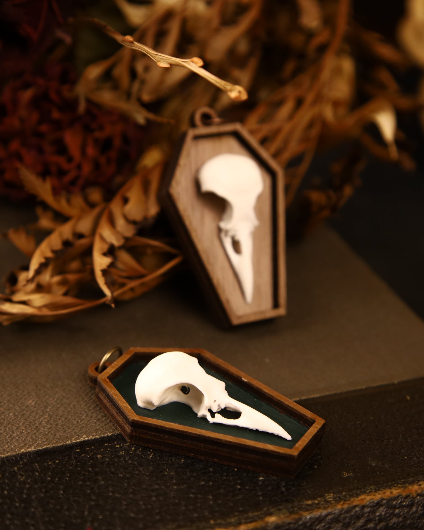 Raven skull pendant | Vegan taxidermy
