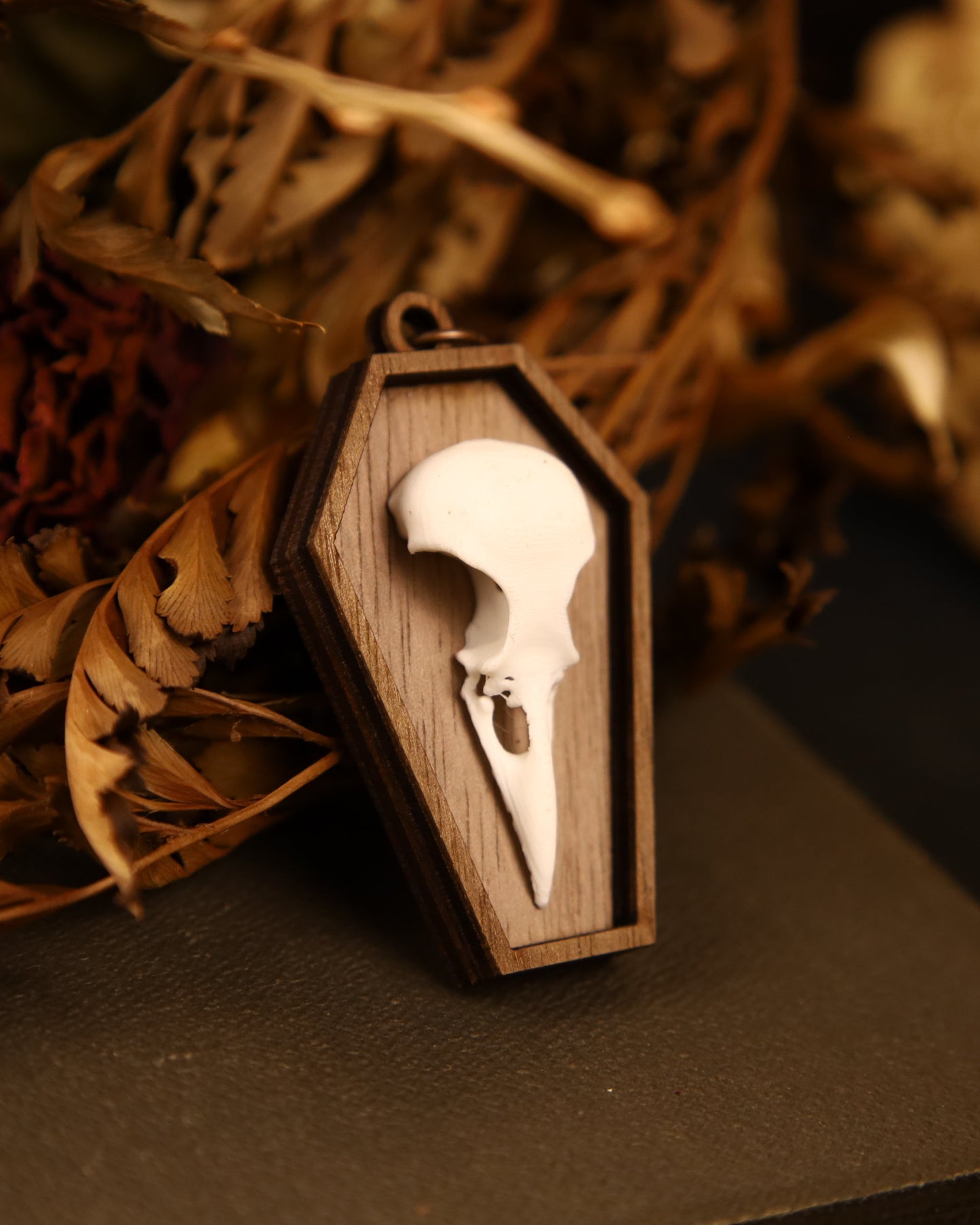 Raven skull pendant | Vegan taxidermy