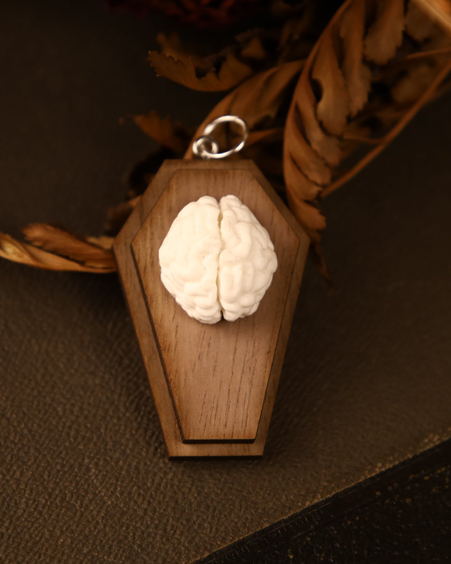 Wooden brain pendant – Mystical jewelry
